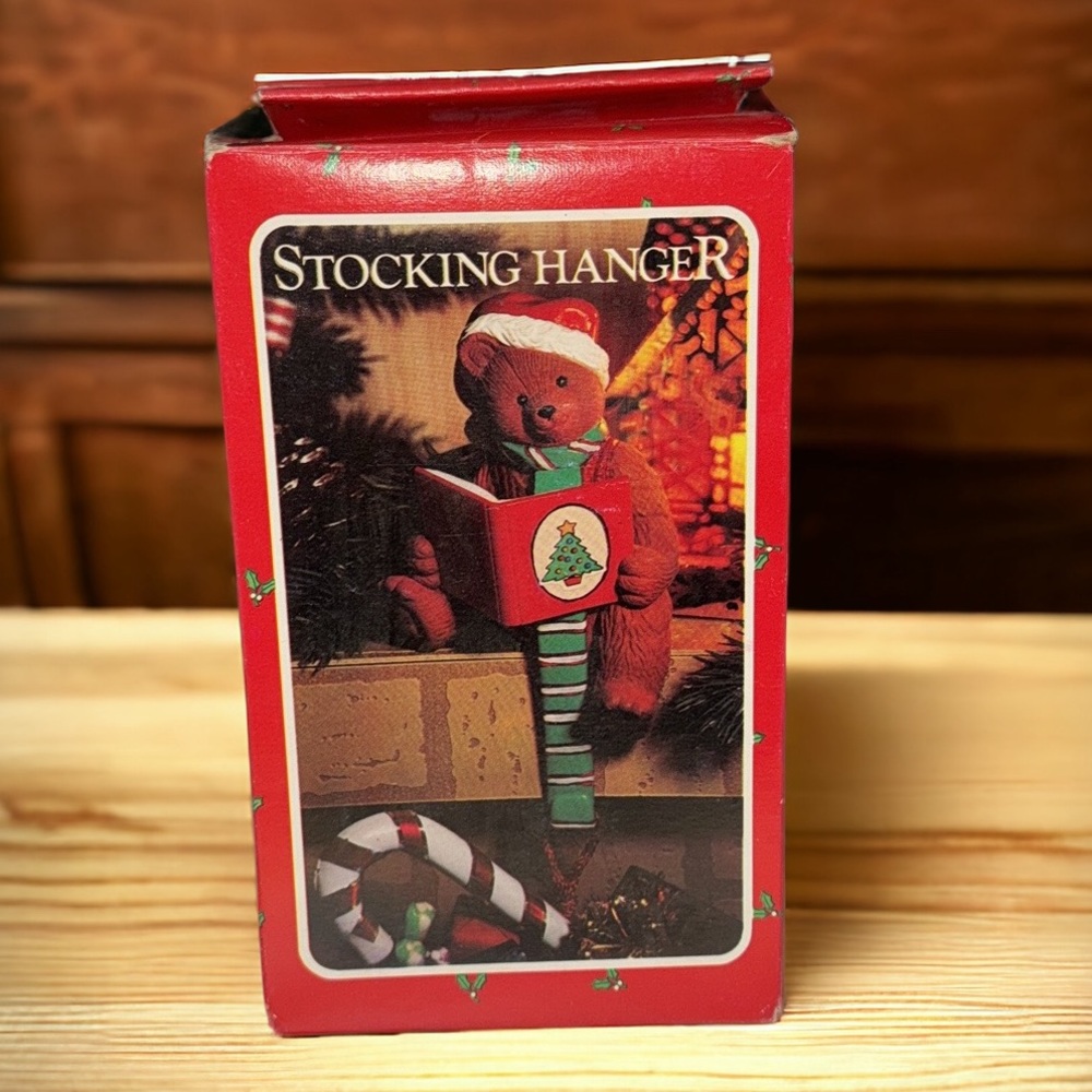 Vintage Christmas Bear Stocking Holder Hanger